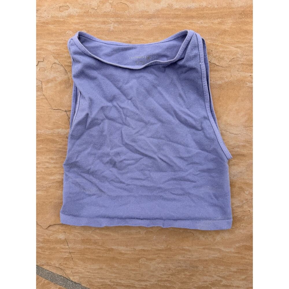 Intimately Free People Crop Top High Neck Tank Stretchy Shimmer Purple Size XS/S